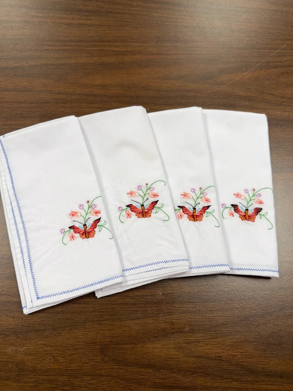 Vintage Cotton Napkins Set Crochet Accent White Dinner Cloth 15 Inch